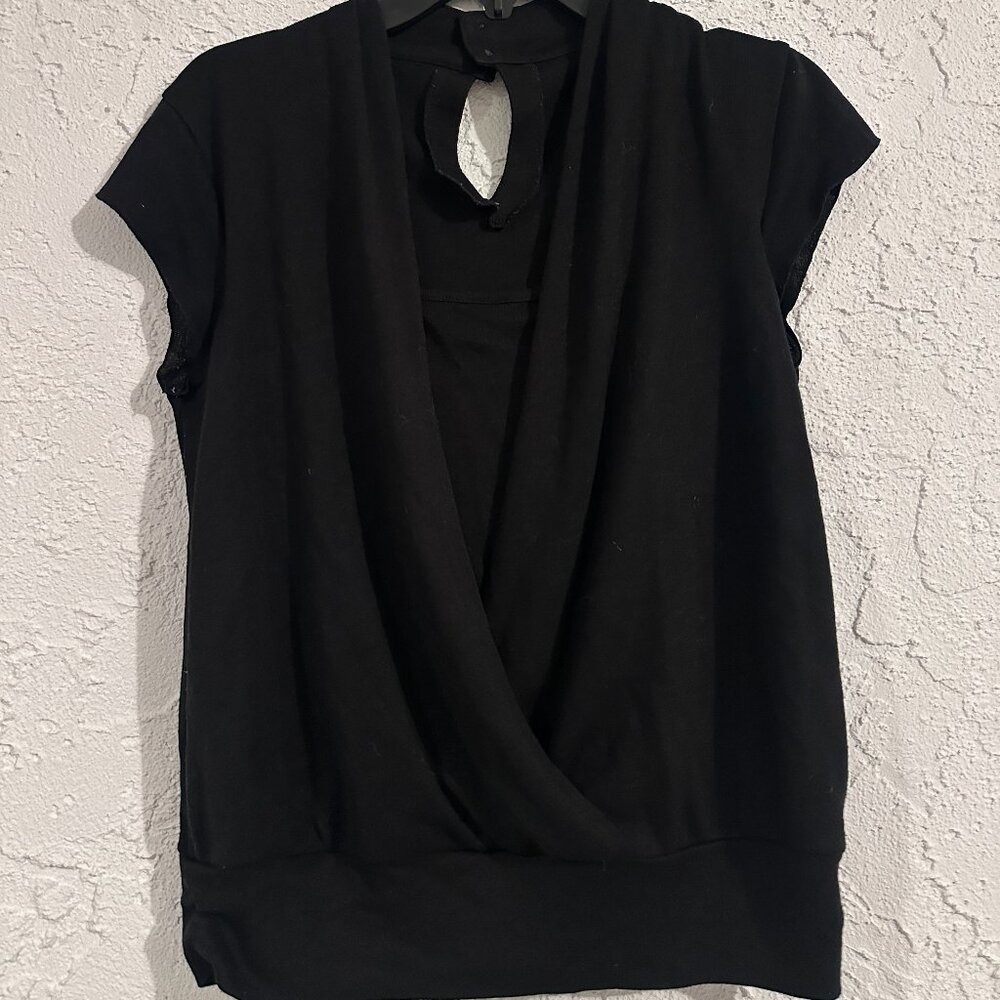 Elegant Japanese Designer Draped Black Top 🖤 | Soft Rayon